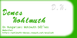 denes wohlmuth business card